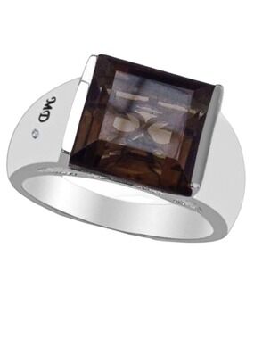 Marcel Drucker Topaz White Gold Rhodium Solid Sterling Silver Diamond NWT UNISEX